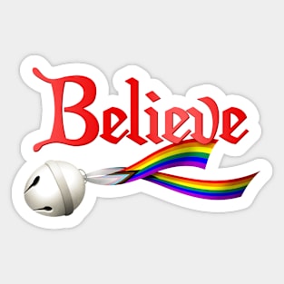 Believe Progress Pride LGBTQ Jingle Bell Sticker